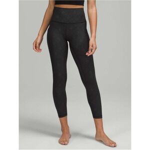 Lululemon Align HR Pant 25" Pockets Yoga Emboss Black Size 14